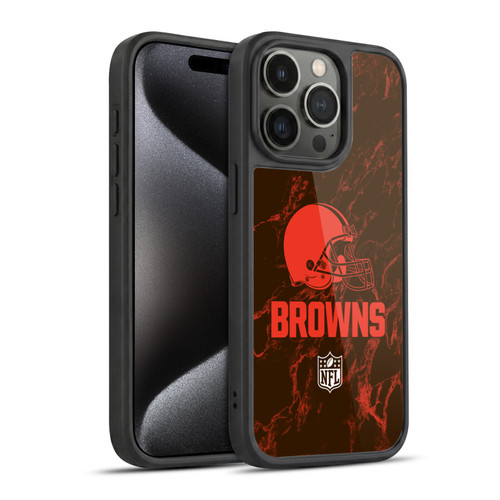 NFL Cleveland Browns Graphics Coloured Marble Gel Armour Case For Apple iPhone 15 Pro