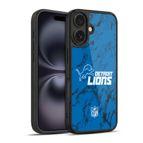 NFL Detroit Lions Graphics Coloured Marble Gel Armour Case For Apple iPhone 16