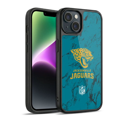 NFL Jacksonville Jaguars Graphics Coloured Marble Gel Armour Case For Apple iPhone 14