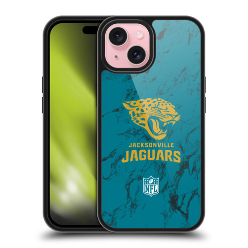 NFL Jacksonville Jaguars Graphics Coloured Marble Gel Armour Case For Apple iPhone 15