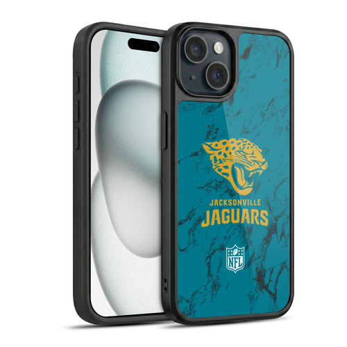 NFL Jacksonville Jaguars Graphics Coloured Marble Gel Armour Case For Apple iPhone 15