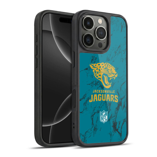 NFL Jacksonville Jaguars Graphics Coloured Marble Gel Armour Case For Apple iPhone 16 Pro
