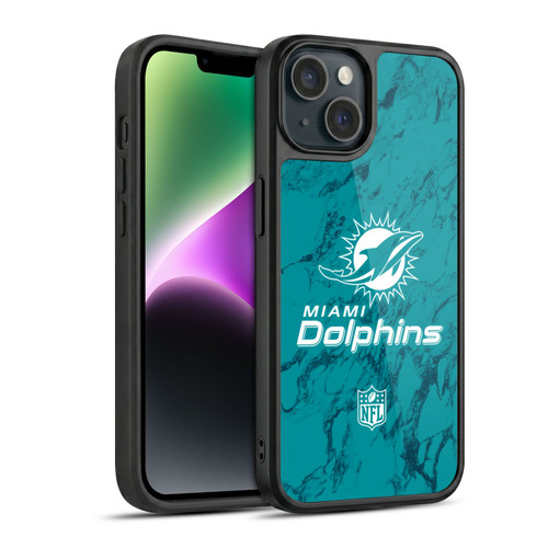 NFL Miami Dolphins Graphics Coloured Marble Gel Armour Case For Apple iPhone 14