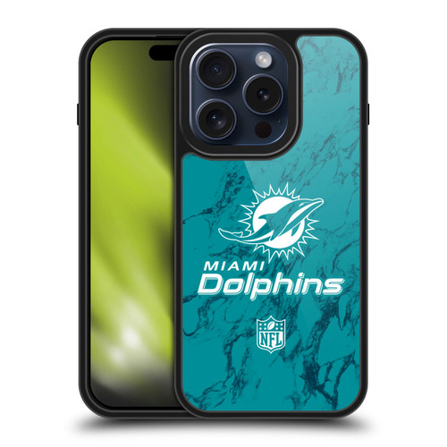 NFL Miami Dolphins Graphics Coloured Marble Gel Armour Case For Apple iPhone 15 Pro