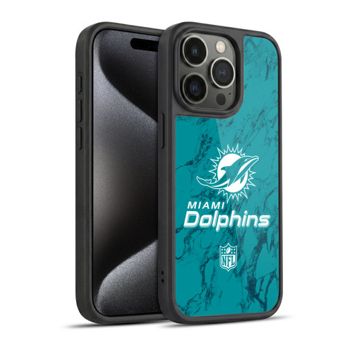 NFL Miami Dolphins Graphics Coloured Marble Gel Armour Case For Apple iPhone 15 Pro