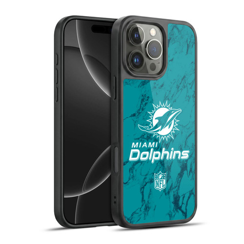 NFL Miami Dolphins Graphics Coloured Marble Gel Armour Case For Apple iPhone 16 Pro Max