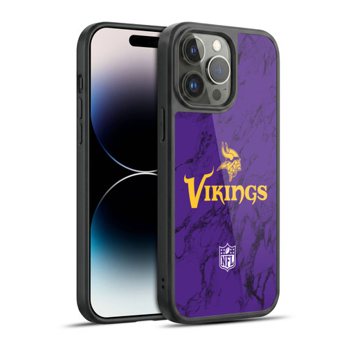 NFL Minnesota Vikings Graphics Coloured Marble Gel Armour Case For Apple iPhone 14 Pro Max