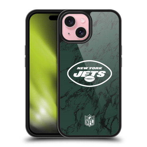 NFL New York Jets Graphics Coloured Marble Gel Armour Case For Apple iPhone 15 NFL New York Jets Graphics Coloured Marble Gel Armour Case For Apple iPhone 15