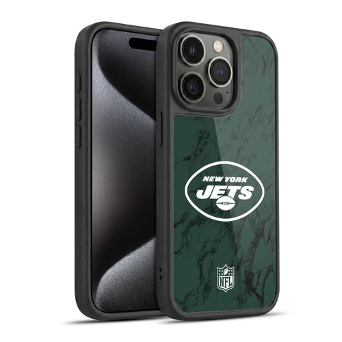 NFL New York Jets Graphics Coloured Marble Gel Armour Case For Apple iPhone 15 Pro