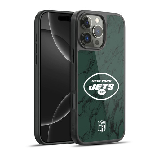 NFL New York Jets Graphics Coloured Marble Gel Armour Case For Apple iPhone 16 Pro Max