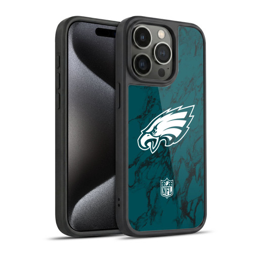 NFL Philadelphia Eagles Graphics Coloured Marble Gel Armour Case For Apple iPhone 15 Pro
