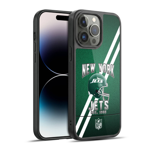 NFL New York Jets Logo Art Football Stripes Gel Armour Case For Apple iPhone 14 Pro Max