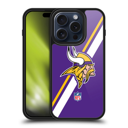NFL Minnesota Vikings Logo Stripes Gel Armour Case For Apple iPhone 15 Pro