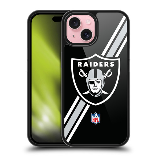 NFL Las Vegas Raiders Logo Stripes Gel Armour Case For Apple iPhone 15