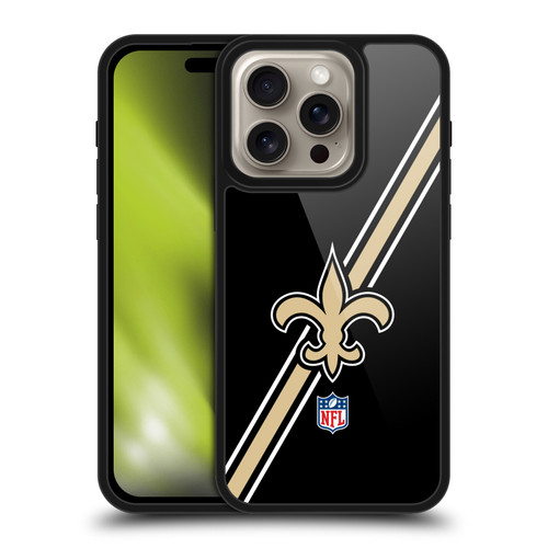 NFL New Orleans Saints Logo Stripes Gel Armour Case For Apple iPhone 16 Pro