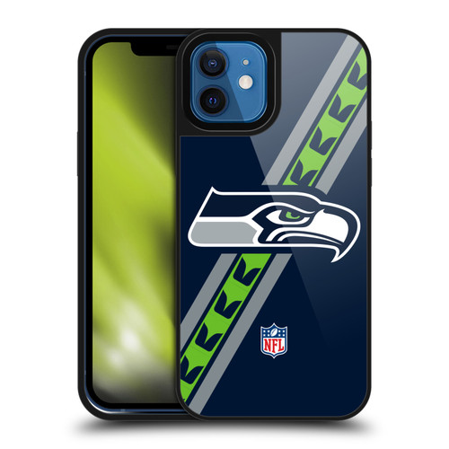 NFL Seattle Seahawks Logo Stripes Gel Armour Case For Apple iPhone 12 / iPhone 12 Pro