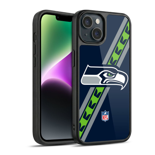 NFL Seattle Seahawks Logo Stripes Gel Armour Case For Apple iPhone 14