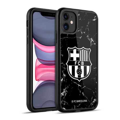 FC Barcelona Crest Patterns Black Marble Gel Armour Case For Apple iPhone 11