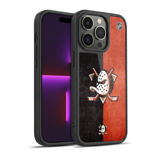 NHL Anaheim Ducks Half Distressed Gel Armour Case For Apple iPhone 14 Pro