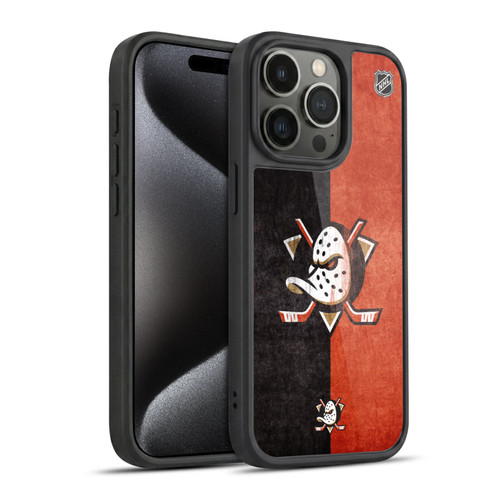 NHL Anaheim Ducks Half Distressed Gel Armour Case For Apple iPhone 15 Pro