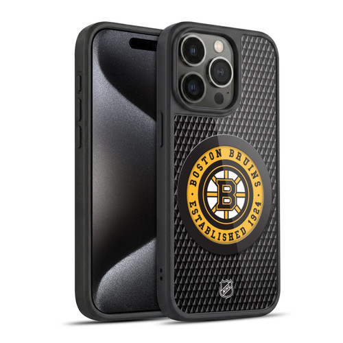 NHL Boston Bruins Puck Texture Gel Armour Case For Apple iPhone 15 Pro
