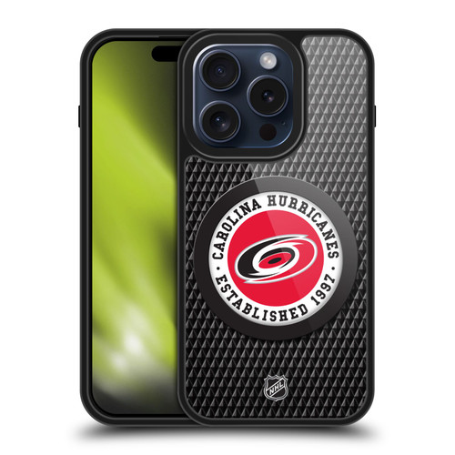 NHL Carolina Hurricanes Puck Texture Gel Armour Case For Apple iPhone 15 Pro