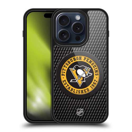 NHL Pittsburgh Penguins Puck Texture Gel Armour Case For Apple iPhone 15 Pro
