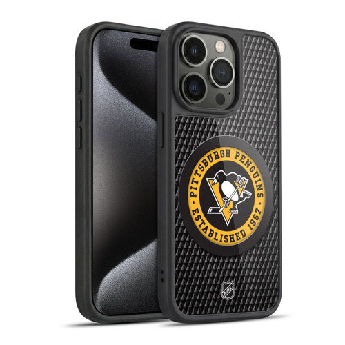 NHL Pittsburgh Penguins Puck Texture Gel Armour Case For Apple iPhone 15 Pro