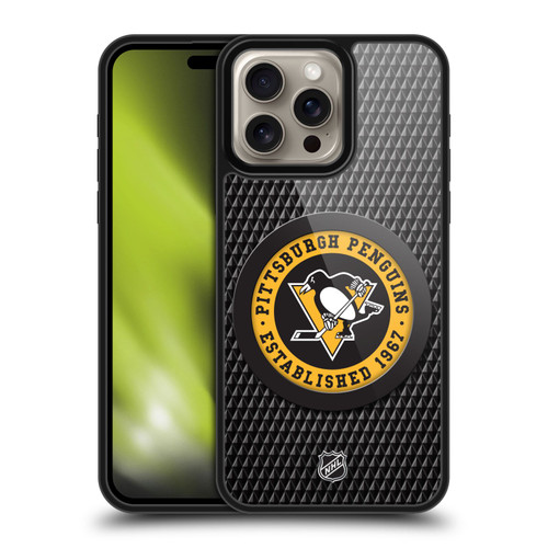 NHL Pittsburgh Penguins Puck Texture Gel Armour Case For Apple iPhone 16 Pro Max