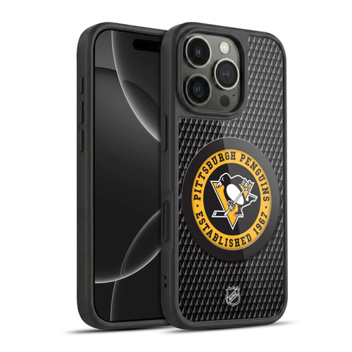 NHL Pittsburgh Penguins Puck Texture Gel Armour Case For Apple iPhone 16 Pro