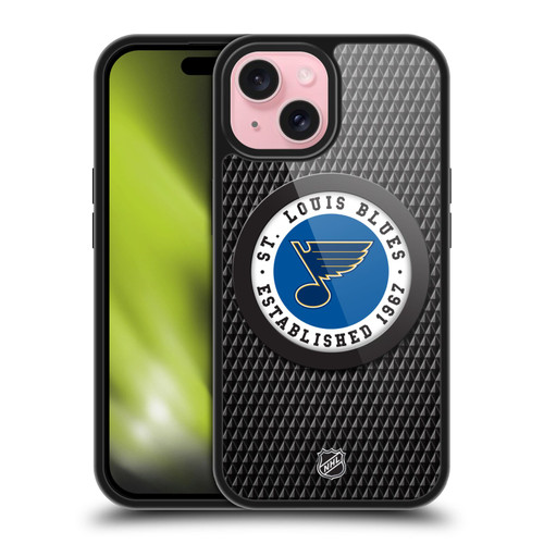 NHL St Louis Blues Puck Texture Gel Armour Case For Apple iPhone 15
