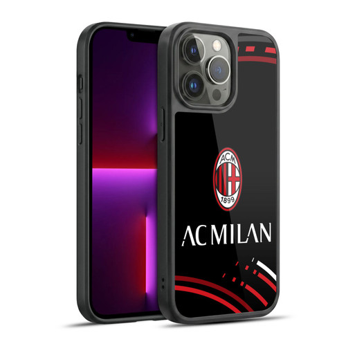 AC Milan Crest Patterns Curved Gel Armour Case For Apple iPhone 13 Pro Max