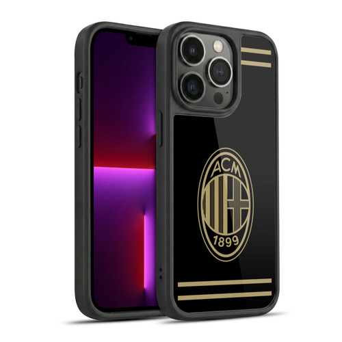 AC Milan Crest Black And Gold Gel Armour Case For Apple iPhone 13 Pro
