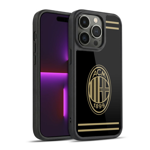 AC Milan Crest Black And Gold Gel Armour Case For Apple iPhone 14 Pro