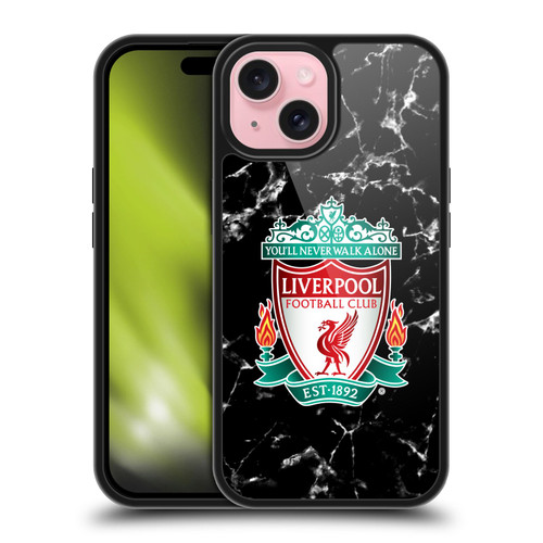 Liverpool Football Club Marble Black Crest Gel Armour Case For Apple iPhone 15