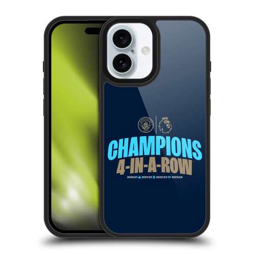 Manchester City Man City FC 2024 Premier League Champions 4 In A Row Dark Gel Armour Case For Apple iPhone 16