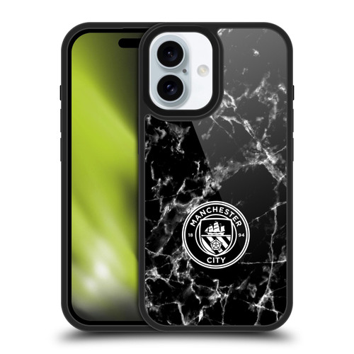 Manchester City Man City FC Marble Badge Black White Mono Gel Armour Case For Apple iPhone 16