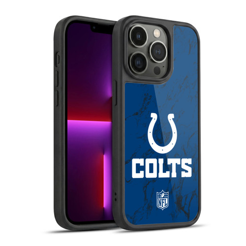 NFL Indianapolis Colts Graphics Coloured Marble Gel Armour Case For Apple iPhone 13 Pro