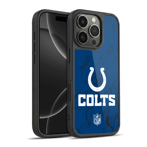 NFL Indianapolis Colts Graphics Coloured Marble Gel Armour Case For Apple iPhone 16 Pro