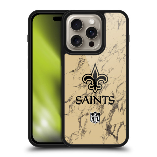 NFL New Orleans Saints Graphics Coloured Marble Gel Armour Case For Apple iPhone 16 Pro NFL New Orleans Saints Graphics Coloured Marble Gel Armour Case For Apple iPhone 16 Pro