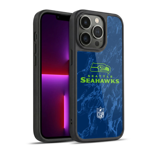 NFL Seattle Seahawks Graphics Coloured Marble Gel Armour Case For Apple iPhone 13 Pro