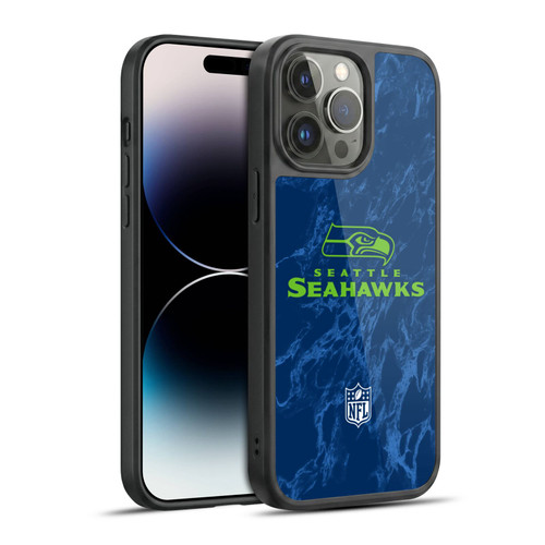 NFL Seattle Seahawks Graphics Coloured Marble Gel Armour Case For Apple iPhone 14 Pro Max