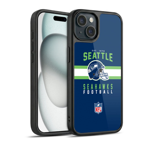 NFL Seattle Seahawks Graphics Helmet Typography Gel Armour Case For Apple iPhone 15