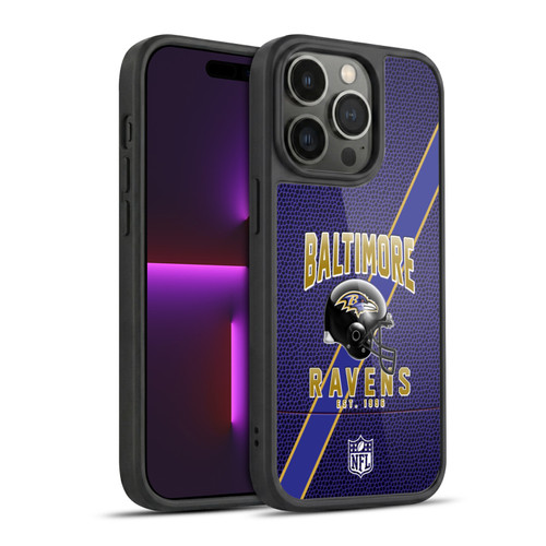 NFL Baltimore Ravens Logo Art Football Stripes Gel Armour Case For Apple iPhone 14 Pro