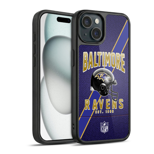 NFL Baltimore Ravens Logo Art Football Stripes Gel Armour Case For Apple iPhone 15