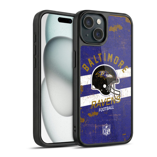 NFL Baltimore Ravens Logo Art Helmet Distressed Gel Armour Case For Apple iPhone 15