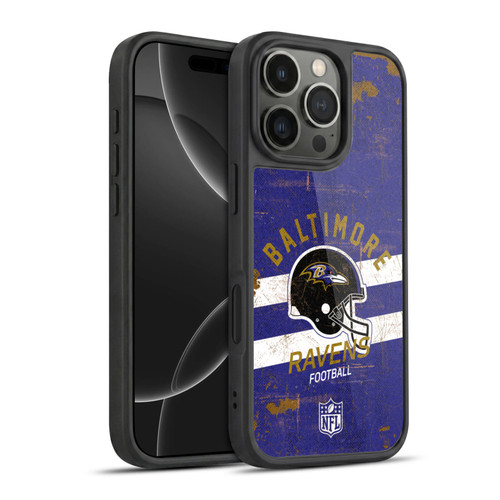 NFL Baltimore Ravens Logo Art Helmet Distressed Gel Armour Case For Apple iPhone 16 Pro