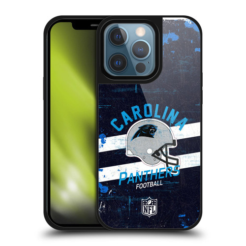NFL Carolina Panthers Logo Art Helmet Distressed Gel Armour Case For Apple iPhone 13 Pro