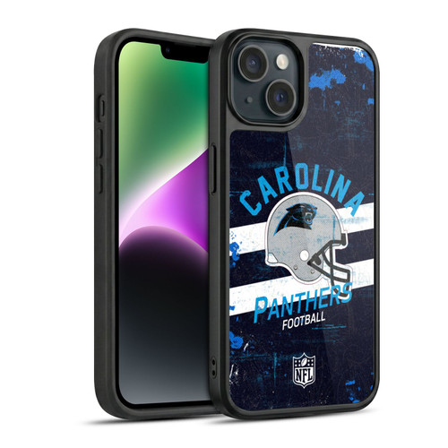 NFL Carolina Panthers Logo Art Helmet Distressed Gel Armour Case For Apple iPhone 14