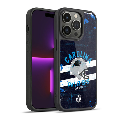 NFL Carolina Panthers Logo Art Helmet Distressed Gel Armour Case For Apple iPhone 14 Pro